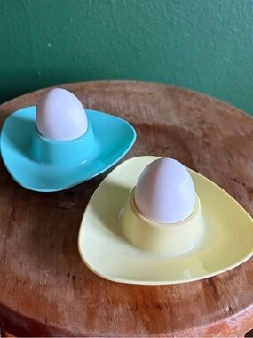 Vintage Mid-Century Modern molded plastic egg cups 1950s 1960s a pair!